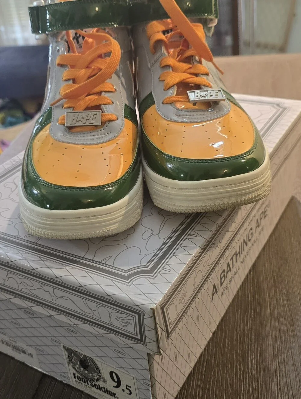 A Bathing Ape Color Block Athletic Sneakers With Box